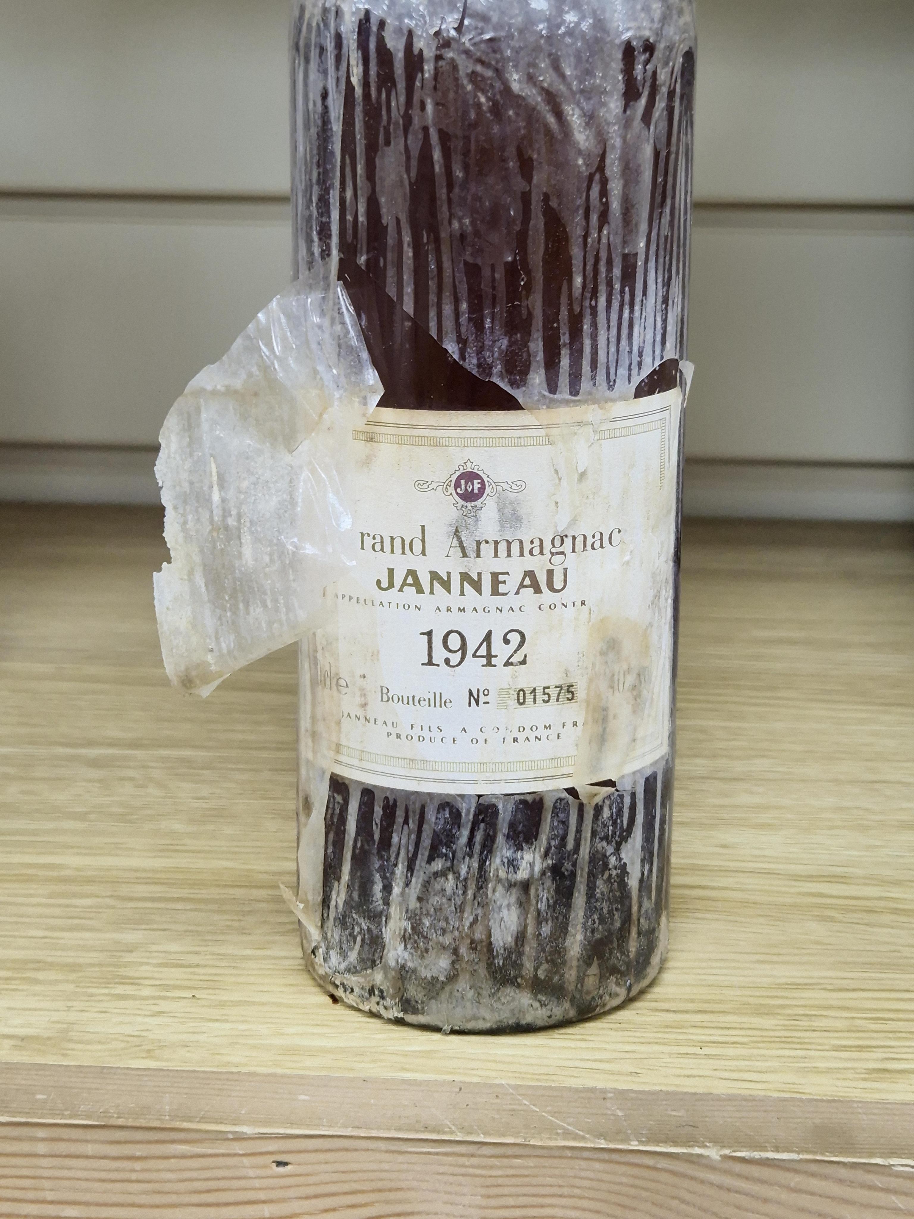 A bottle of Janneau Grand Armagnac, 1942